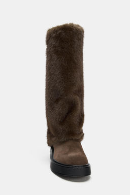 FLAT FAUX FUR BOOTS - Zara фото 5