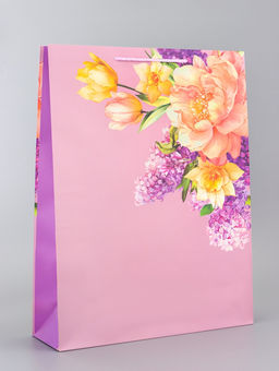 Цена за 2 шт. Пакет подарочный ламинированный вертикальный Палитра лепестков, 33?42.5?10 см