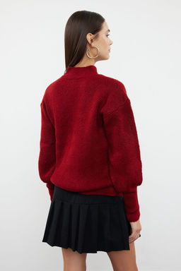 Bordo Yumusak Dokulu Kol Detayl? Triko Kazak TWOAW21KZ0204 - Trendyolmilla фото 5