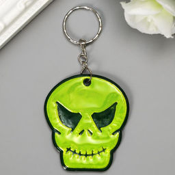 Цена за 12 шт. Брелок для ключей на кольце «Череп», пластик, светоотражающий, 5.5×5 см, МИКС