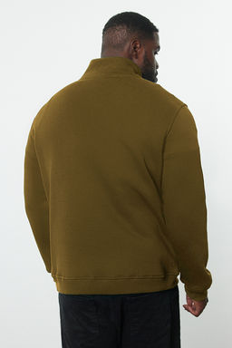 TRENDYOL MAN Yesil Buyuk Beden Oversize/Normal Kesim Dik Yaka Fermuarl? Ici Polarl? Sweatshirt TMNAW24AO00024 - Trendyolmilla фото 30