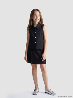 K?z ?ocuk Fiyonk Detayl? ?ort Etek