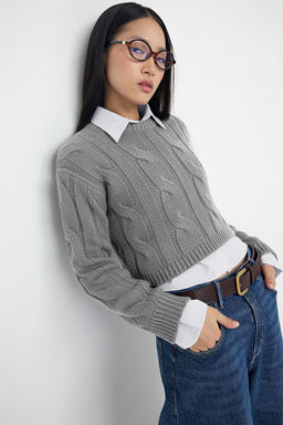 Teen Lacivert Kombine Crop Triko Kazak TWOAW26KZ00047 - Trendyolmilla фото 20