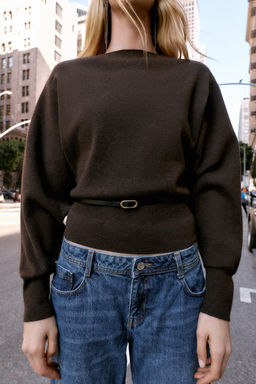 PLAIN KNIT JUMPER WITH BELT - Zara фото 12
