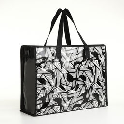 Сумка хозяйственная на молнии, 18 л, 40×15×30 см, чёрная/белая