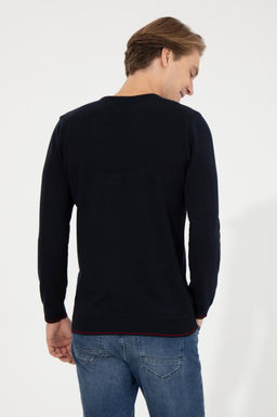 U. S. Polo Assn Мужской темно-синий трикотажный свитер с круглым вырезом - U.s. polo assn фото 17