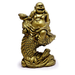 Хотей на карпе под бронзу наделяет людей счастьем и денежным успехом 9см-5см NS-41
