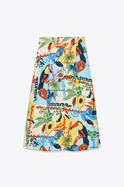 TROPICAL PRINT LAYERED MIDI SKIRT - Zara фото 6
