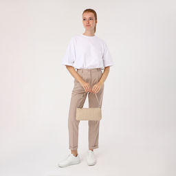 Сумка женская на молнии, цвет бежевый