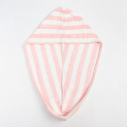 Чалма для сушки волос Этель Полоски, цв.розовый, 65*25 см, 100% п/э  фото 2
