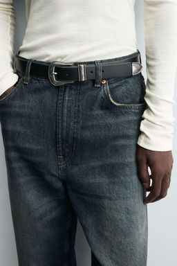 VINTAGE EFFECT LEATHER BELT - Zara фото 2