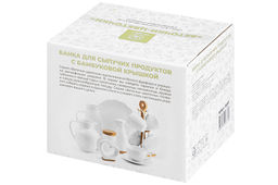 Банка д/сыпучих продуктов 850 мл 15*12*11 см Веточки-цветочки + откидная бамбук.крышка - Elan gallery фото 6