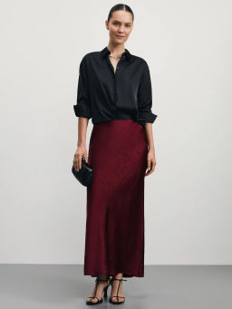 Юбка длины макси из жатого атласа / Zarina