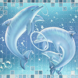 Стеновая панель ПВХ «Мозаика Лазурь Афалины » 960×480 мм, цвет голубой