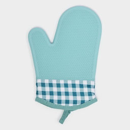 Рукавица для горячего с манжетой Доляна Клетка, силикон, 2718.5 см, мятная фото 4