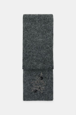 KNITTED SCARF WITH FLORAL EMBROIDERY AND BEADS - Zara фото 2