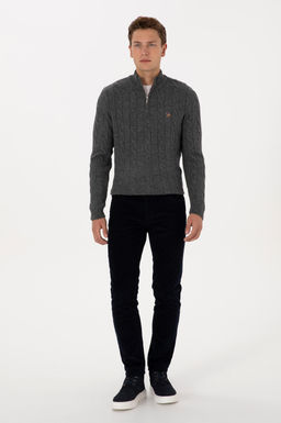 Erkek Lacivert Slim Fit Kanvas / Chino Pantolon