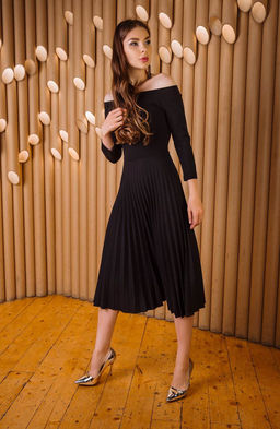 Платье с юбкой гофре черный - Donna saggia фото 2