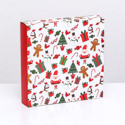 Коробка под 16 конфет «Новогодняя», 17.5×17.5×3.5 см