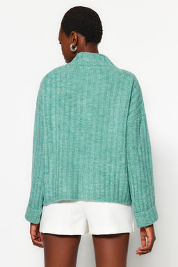 Sar? Genis Kal?p Yumusak Dokulu Dik Yaka Triko Kazak TWOAW21KZ0783 - Trendyolmilla фото 23