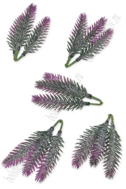 Веточка 8 см (10 шт) SF-7875, зеленый/сиреневый