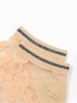 Цена за 2 шт. Носки стеклянные женские Цветочки, набор 2 пары, размер 35-37 (22-25 см), цвет белый, бежевый