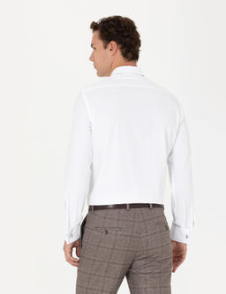Beyaz Slim Fit Uzun Kollu Basic G_mlek