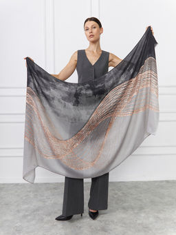 Большой, мягкий, тонкий и очень нежный двусторонний палантин с рисунком - Tantino фото 6