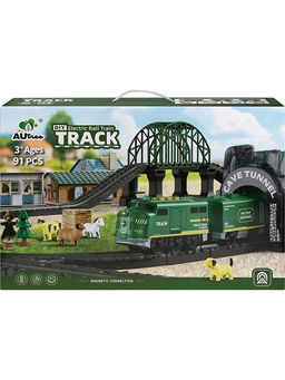 Железная дорога на батарейках "Электрический поезд" в собр. виде 100*60,5*16см (Y26050040) свет, звук, в коробке