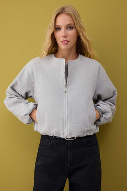 Gri Oversize Kal?p Kase Bomber Ceket Mont TWOAW26MO00143