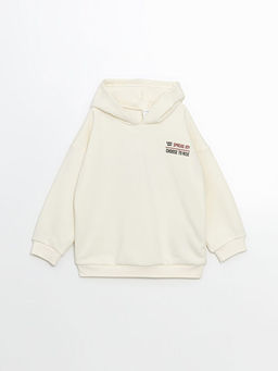 Kap??onlu Bask?l? Erkek ?ocuk Sweatshirt