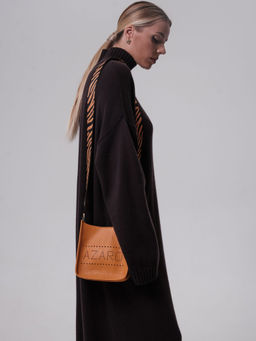 Сумка кожаная на плечо Azaro 30996 оранжевый карандаш