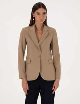 Bej Slim Fit Ceket