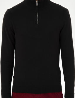 Siyah Slim Fit Fermuarl_ Dik Yaka Triko Kazak - Pierre cardin фото 6
