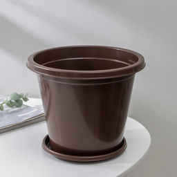 Цена за 2 шт. Горшок для цветов с поддоном «Альтернатива. Эконом», 3 л, пластиковый, коричневый