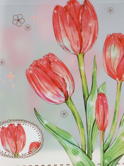 Пакет подарочный прозрачный, "Тюльпаны", 22 х 10 х 24 см