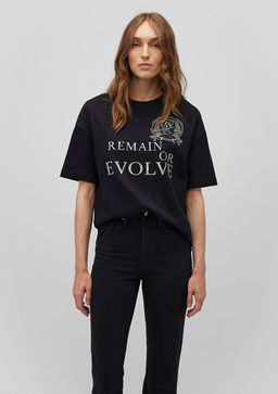 Bask?l? Siyah Tisort - Mavi фото 2