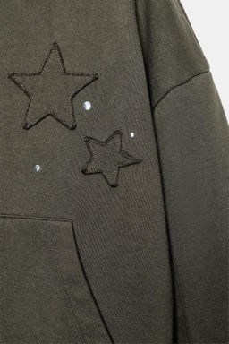 WASHED SWEATSHIRT WITH STARS AND STUDS - Zara фото 8