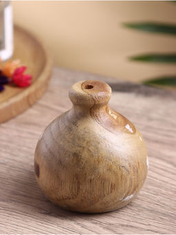 Ваза для сухоцветов «Кута», 10×10×10 см, дерево джати, коричневая