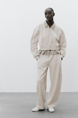 CONTRAST POPLIN SWEATSHIRT