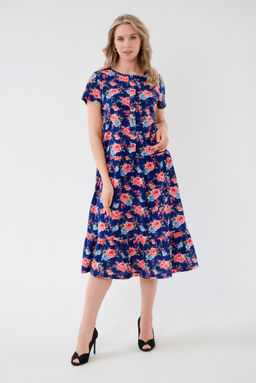 Платье женское из кулирки Кармелита красно-синий - Амадэль фото 2