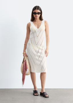 Vestido midi de ganchillo con escote en pico - H&m фото 4