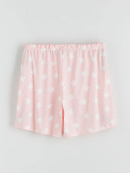 Beli Lastikli Bask?l? Kad?n ?ort Pijama Alt?