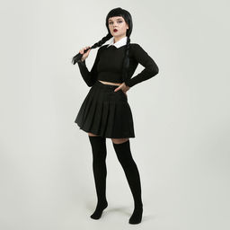 Карнавальный костюм «Мрачная девчонка», р. XXS: парик, юбка, чулки, воротник