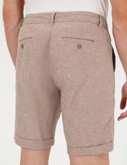 Kahverengi Regular Fit Keten Kar___ml_ Bermuda _ort - Pierre cardin фото 7