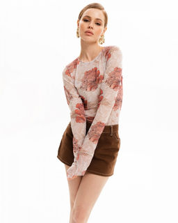 Лонгслив из сетки с круглым вырезом 456.1 - Sahar art lab фото 7