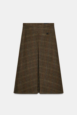 CHECK SKIRT WITH WOOL ZW COLLECTION - Zara фото 6