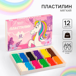Цена за 2 шт. Пластилин 12 цветов, 180 г, Минни и Единорог