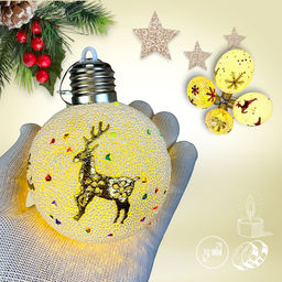 Новогодние шары светящиеся , диаметр 70мм, ассорти