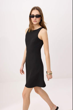 Siyah Etegi Volanl? Kal?n Ask?l? K?sa / Mini Esnek Dokuma Elbise TWOSS26EL00437 - Trendyolmilla фото 2